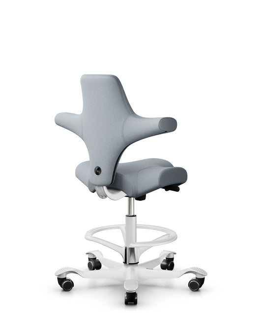 HAG Capisco 8106 Select 60139 hellgrau, hohe Gasfeder, Fußring, weißes Gestell