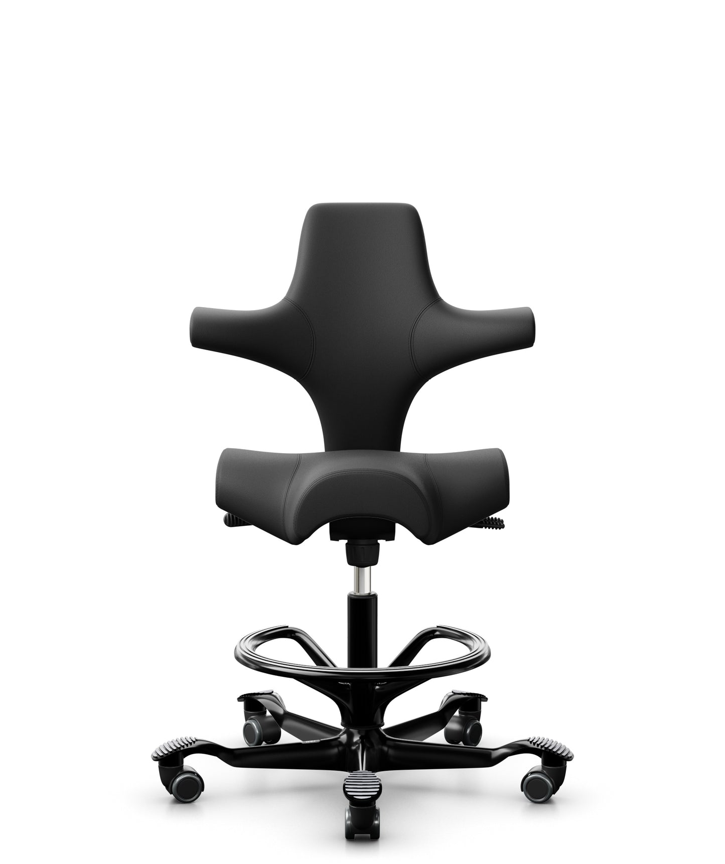 HAG Capisco 8106 Antigo Leder schwarz, schwarzes Fußkreuz, mit Fußring