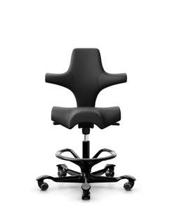 HAG Capisco 8106 Antigo Leder schwarz, schwarzes Fußkreuz, mit Fußring