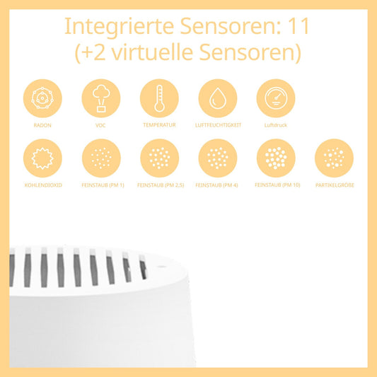 air-Q radon science - Luftanalysator (5 Sensoren + Science Option + zusätzlich CO2 und Feinstaub Sensor)